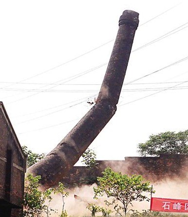 锅炉烟囱定向拆除
